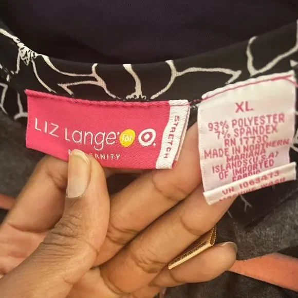 Cute black and whit w stretchy maternity dress size XL no flaws floral flowers - Picture 8 of 8